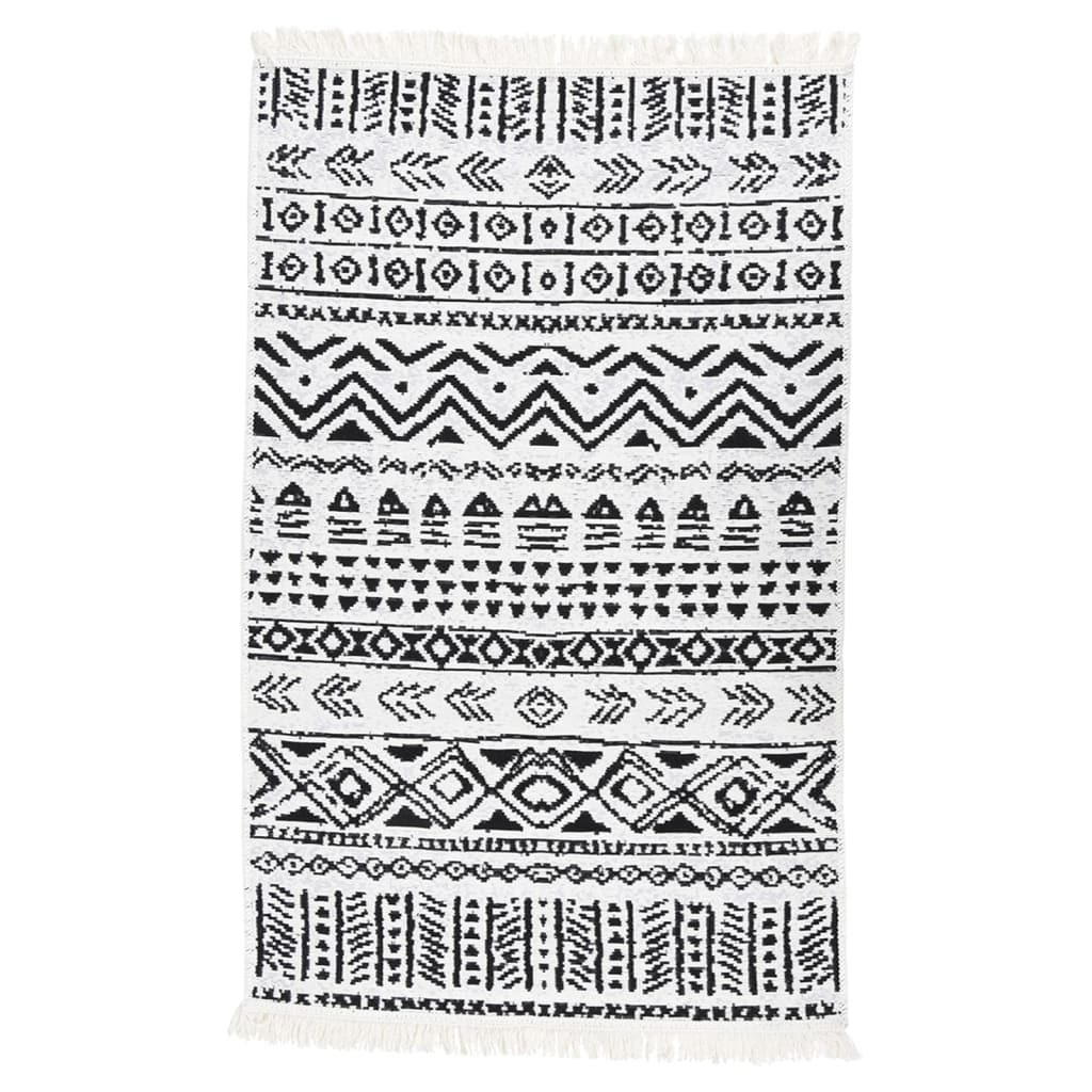 Tapis vidaxl 160x230 cm Coton noir et blanc
