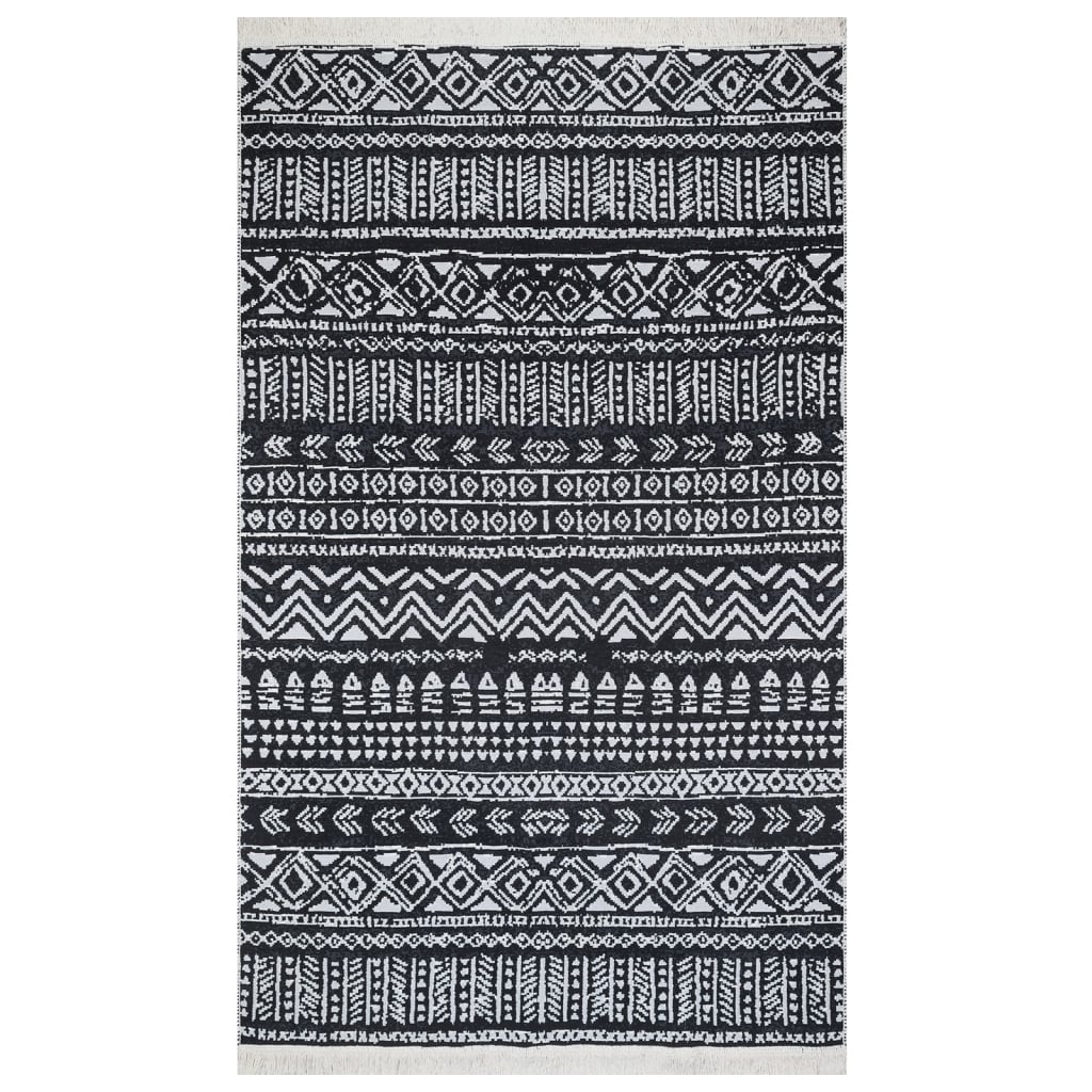 Tapis vidaxl 160x230 cm Coton noir et blanc