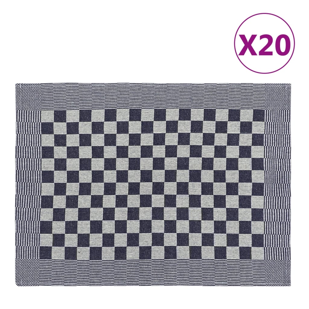 Vidaxl kitchen towels 20 pcs 50x70 cm cotton blue and white