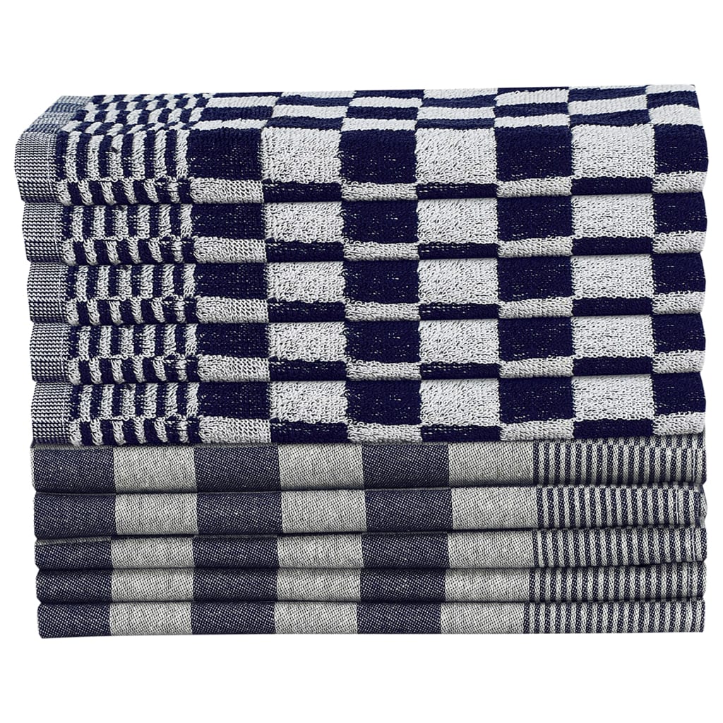Vidaxl 10-piece kitchen towel set cotton blue and white
