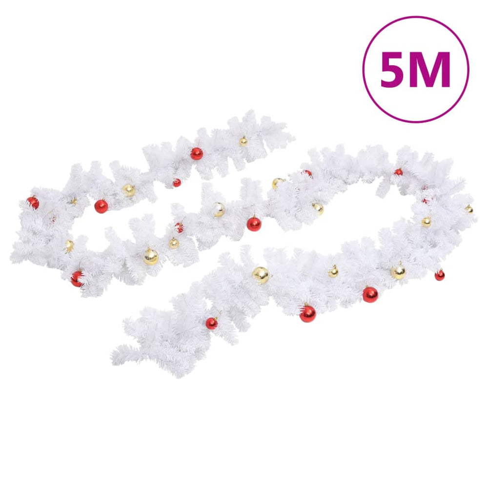 Vidaxl Christmas garland decorated with Christmas balls 5 m white