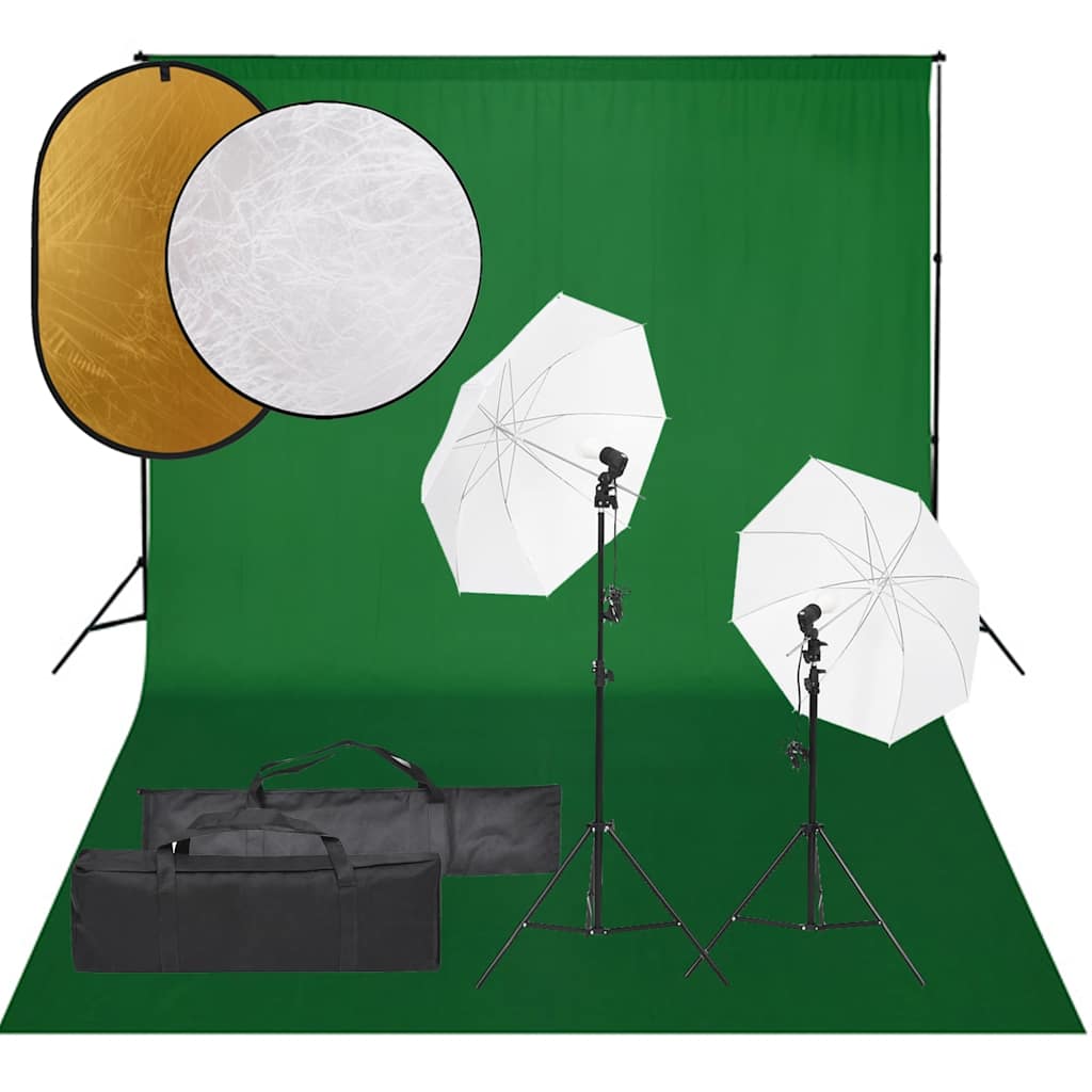 Vidaxl Photo Studio Set con set di illuminazione, sfondo e riflettore