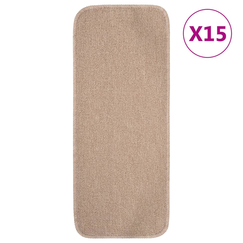 Vidaxl stair mats 15 pcs anti-slip rectangular 60x25 cm beige