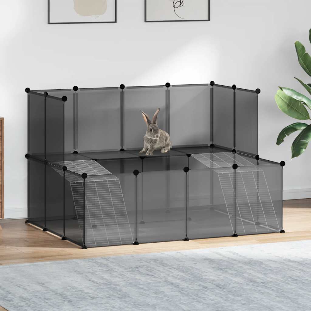 Vidaxl small animal cage 143x107x93 polypropylene and steel black