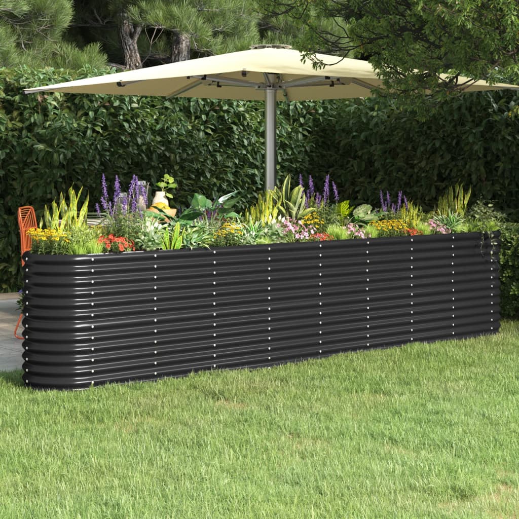 VIDAXL Planter 332x40x68 cm pulverlakkert stålantracitt -farget