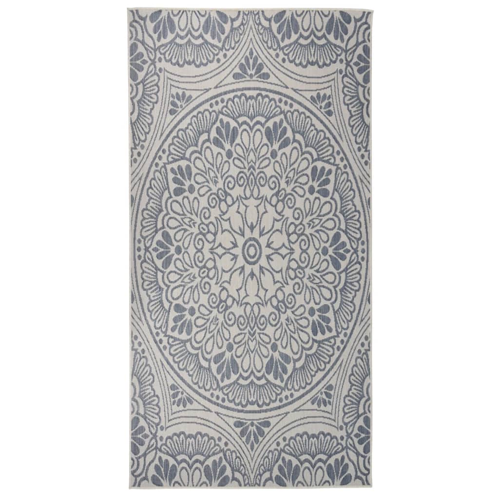 Vidaxl patterned flat-woven outdoor rug 100x200 cm blue