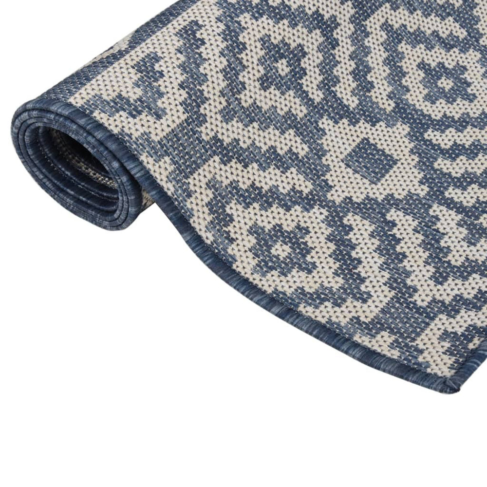 Vidaxl tappeto esterno con pattern piatto -80x250 cm blu