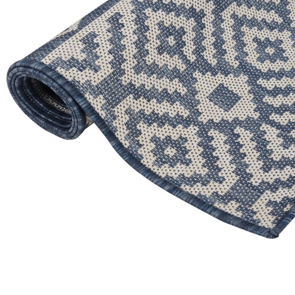 Vidaxl patterned flat-woven outdoor rug 120x170 cm blue