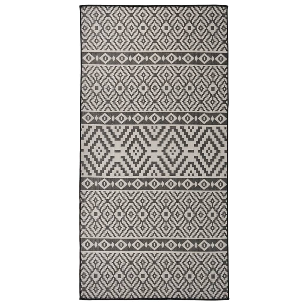 Vidaxl outdoor rug with pattern, flat weave, 100x200 cm, black
