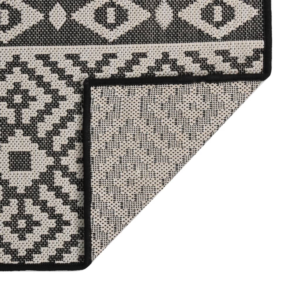 Vidaxl outdoor rug with pattern, flat weave, 100x200 cm, black