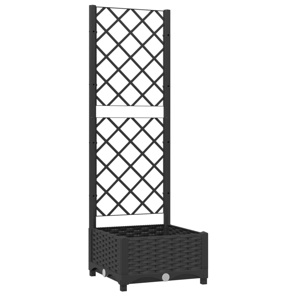 Vidaxl planter with trellis black 40x40x121.5 cm pp