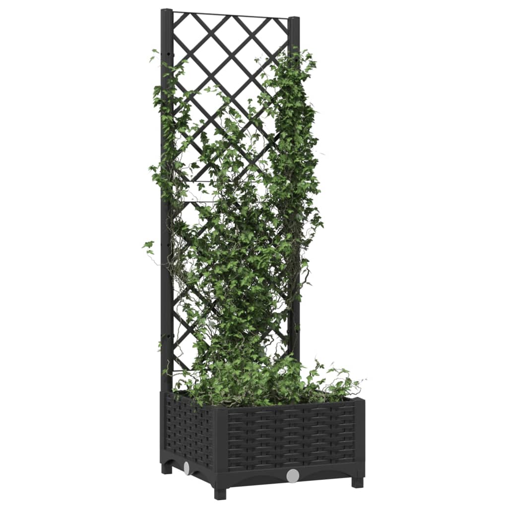 Vidaxl planter with trellis black 40x40x121.5 cm pp