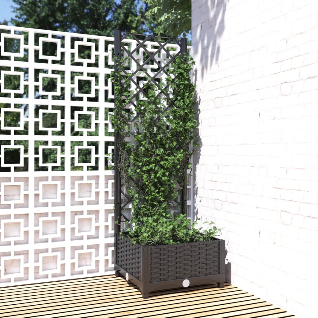 Vidaxl planter with trellis black 40x40x121.5 cm pp