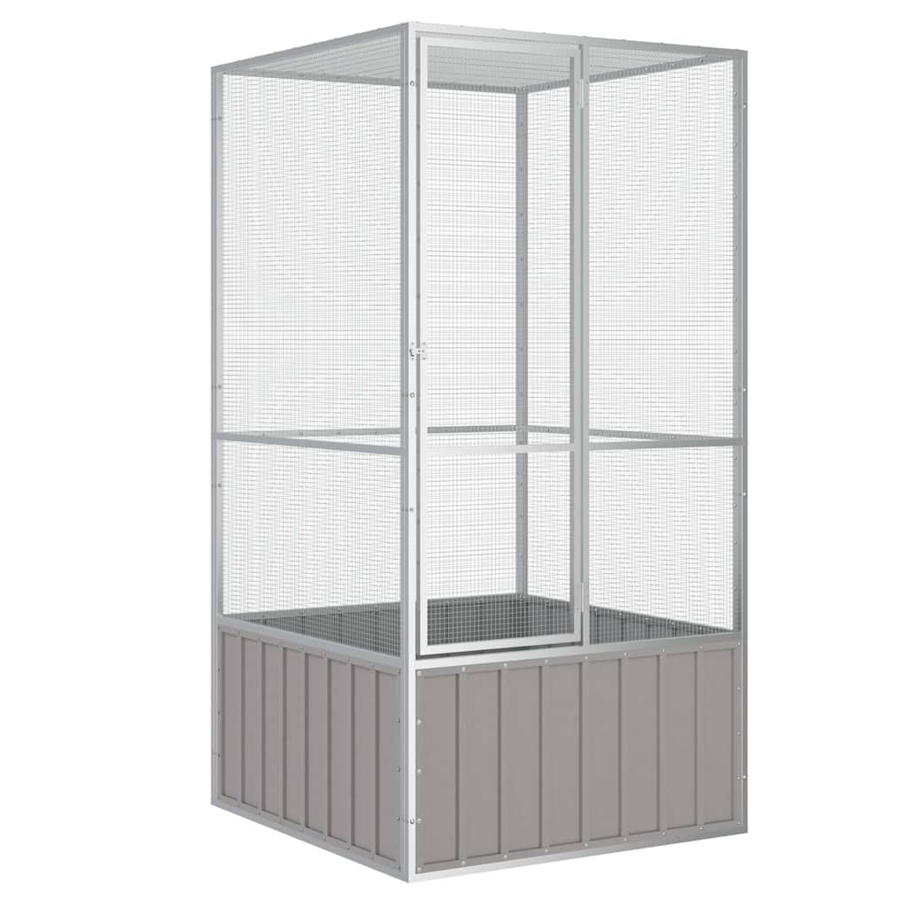 Vidaxl Vugel Cage 111x107x211.5 cm Galvaniséiert Stol Grey