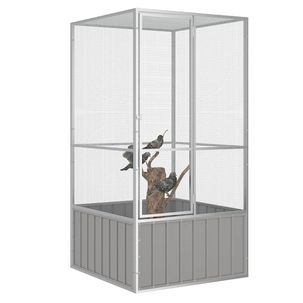 Vidaxl Vugel Cage 111x107x211.5 cm Galvaniséiert Stol Grey
