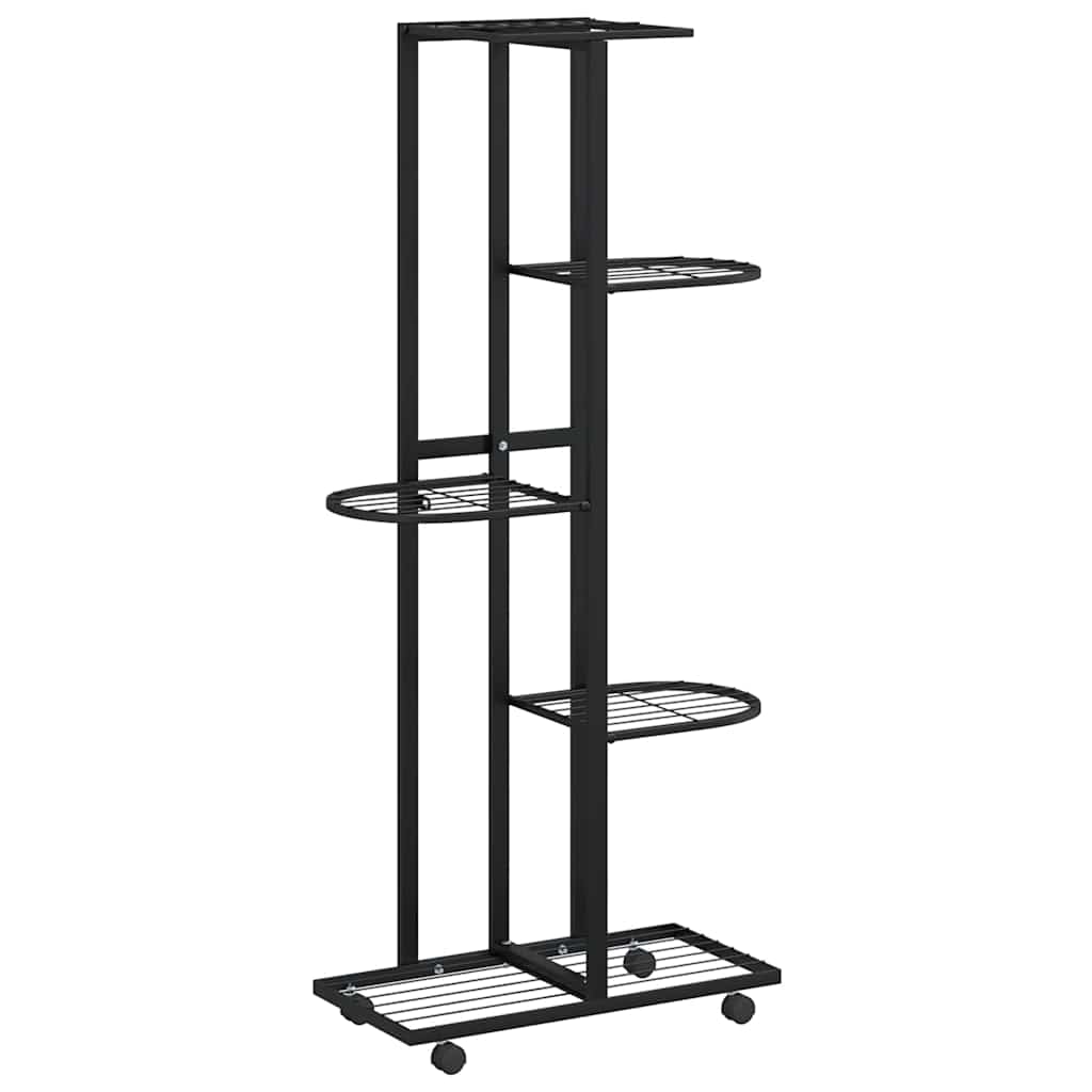 Vidaxl Flower Stand med hjul 5-lag 44x23x100 cm Iron Black