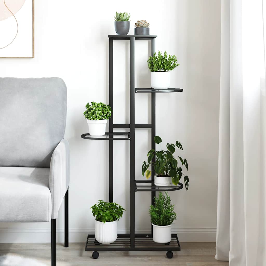 Vidaxl Flower Stand med hjul 5-lag 44x23x100 cm Iron Black