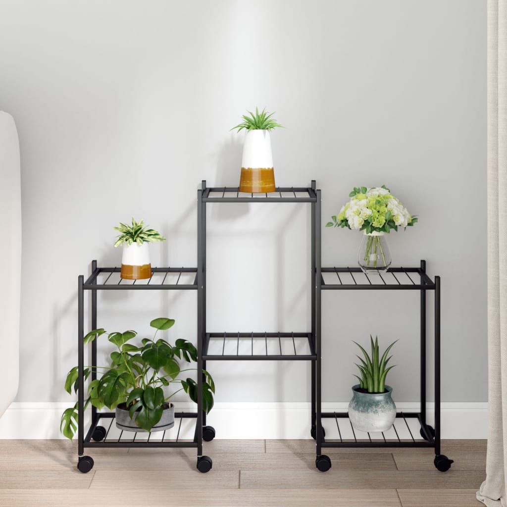 Vidaxl Flower Stand con ruote 83x25x63,5 cm Iron Black