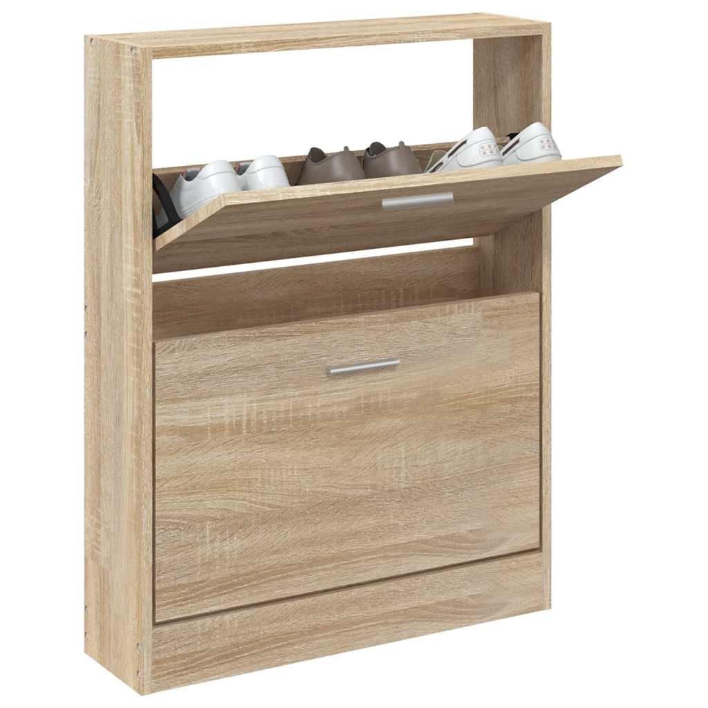 Vidaxl skoskap 59x17x81 cm bearbeidet tre eik -farget