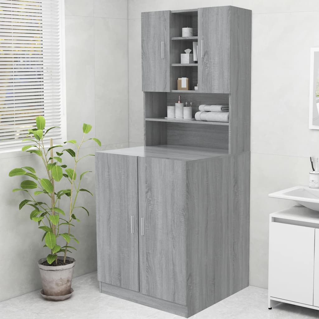 Vidaxl Washing Machine Cupboard 70.5x25.5x90 cm Gray Sonoma Oak -farget