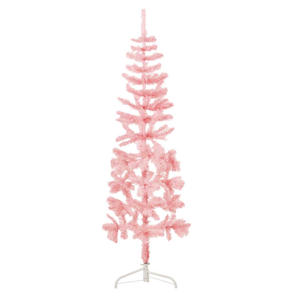 Vidaxl artificial Christmas tree half with stand narrow 120 cm pink