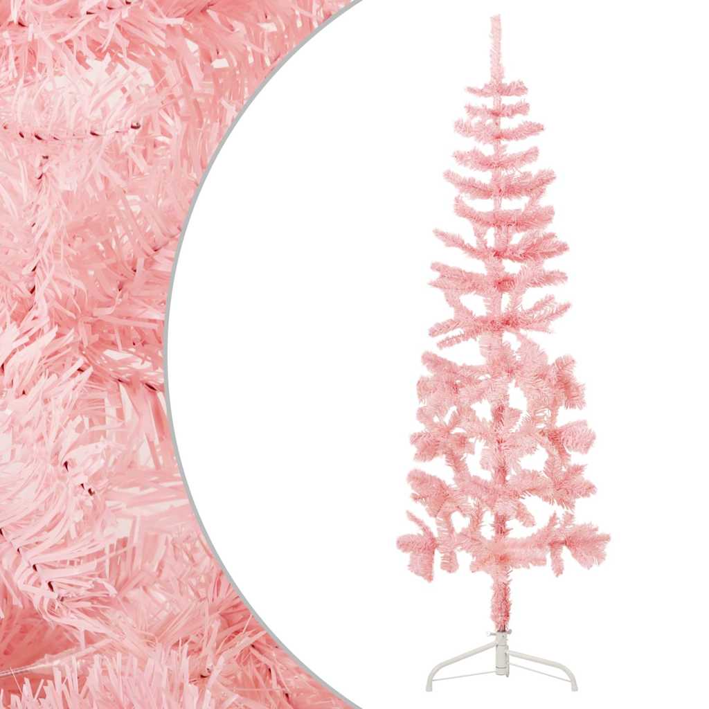 Vidaxl artificial Christmas tree half with stand narrow 120 cm pink