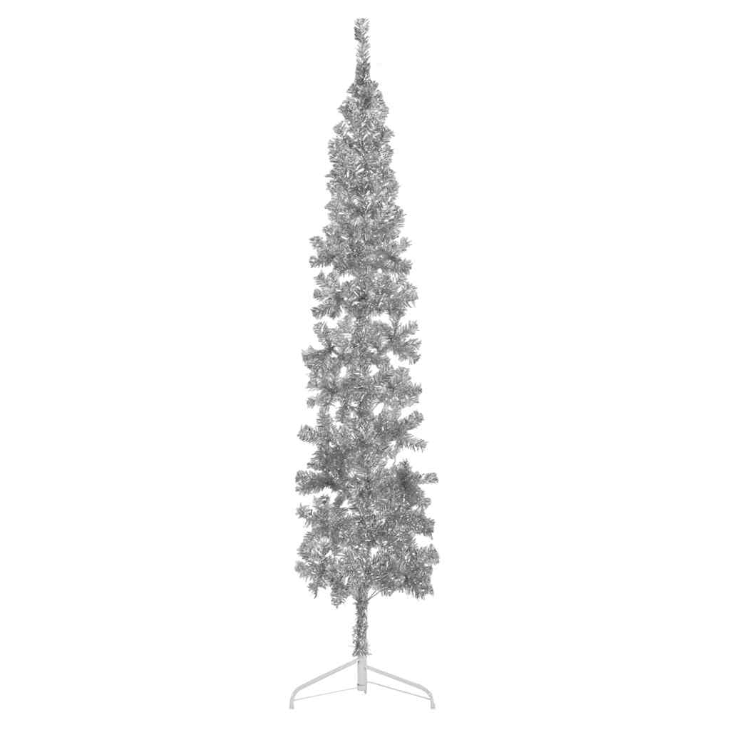Vidaxl artificial Christmas tree half with stand narrow 210 cm silver-colored