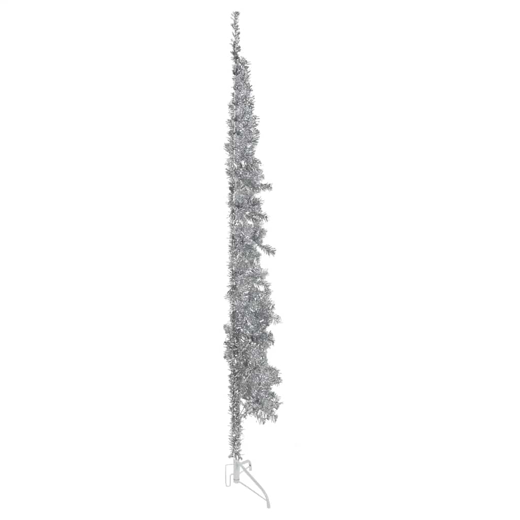 Vidaxl artificial Christmas tree half with stand narrow 210 cm silver-colored