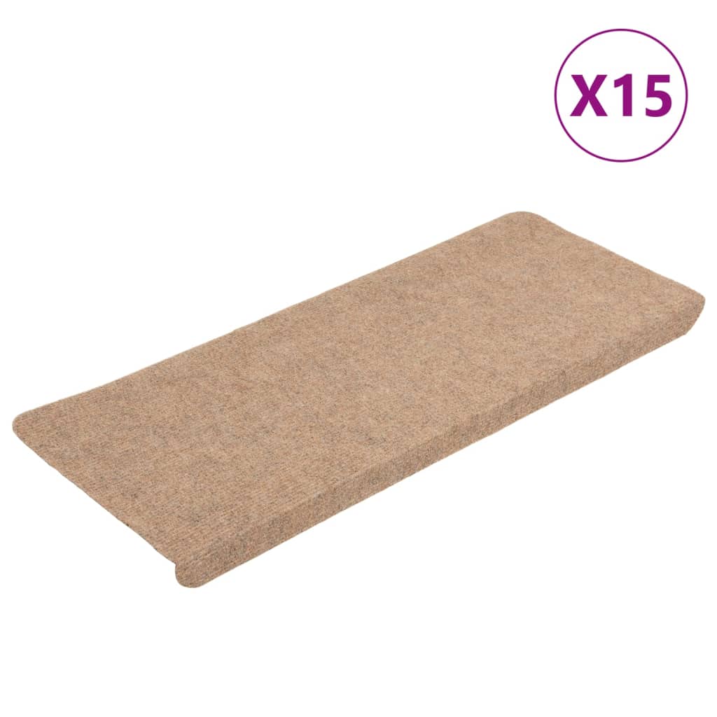 Vidaxl Treppenmatten Selbstadhäsiv 15 ST 65x24,5x3,5 cm Beige