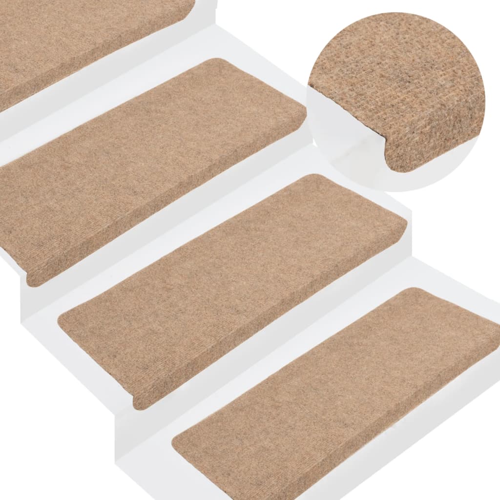 Vidaxl Treppenmatten Selbstadhäsiv 15 ST 65x24,5x3,5 cm Beige