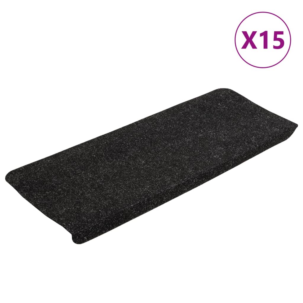 Vidaxl Treppenmatten Selbstadhäsiv 15 ST 65x24,5x3,5 cm Anthrazit -gelöscht