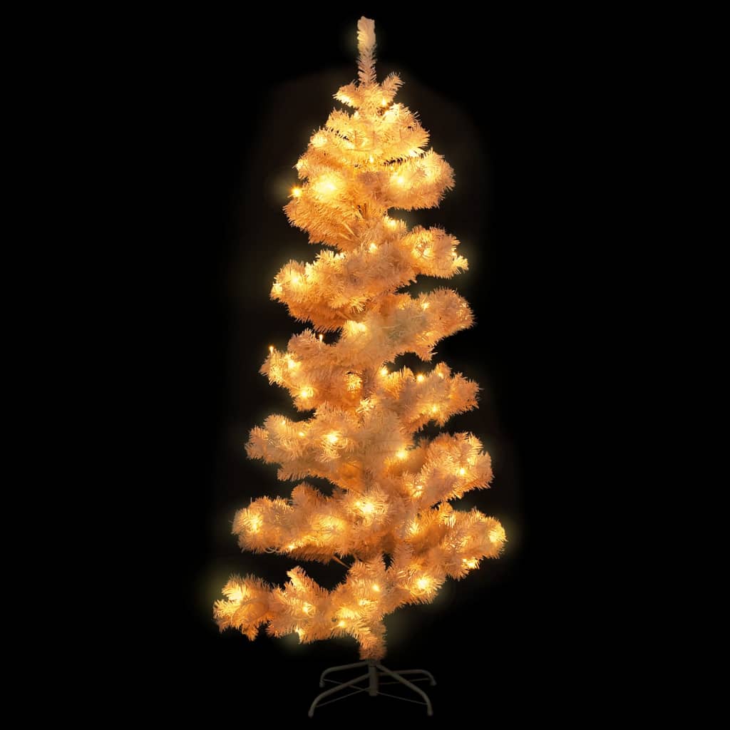 Vidaxl KunstkerStboom s osvětlením a standardem 180 cm PVC White