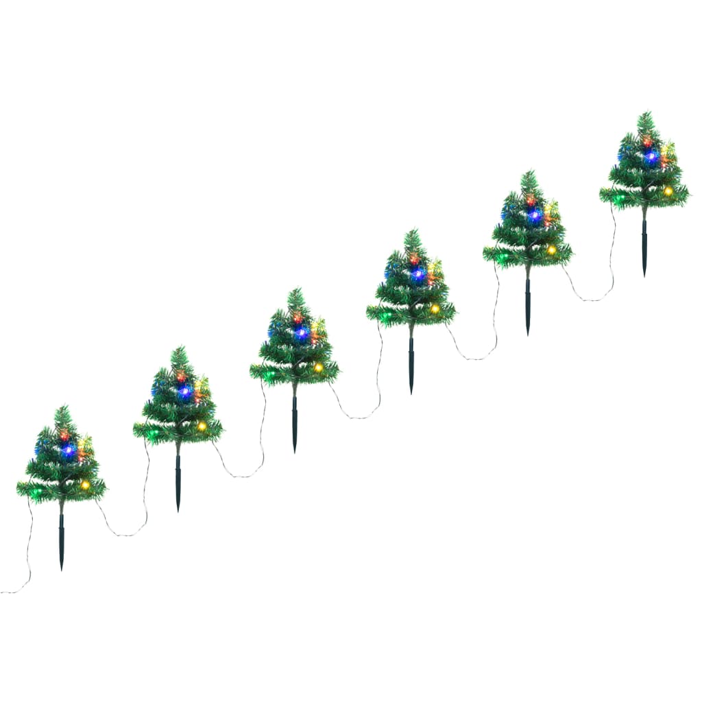 Vidaxl Garden Path Christmas Trees 6 pcs with Multicolor LEDs 45 cm PVC