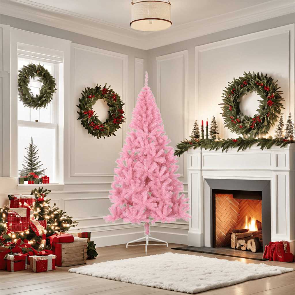 Vidaxl Artificial Christmas Tree with Stand Half 180cm PVC Pink