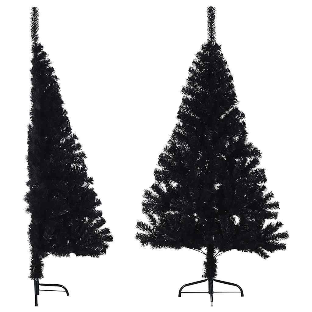 Vidaxl artificial Christmas tree with stand half 150 cm PVC black