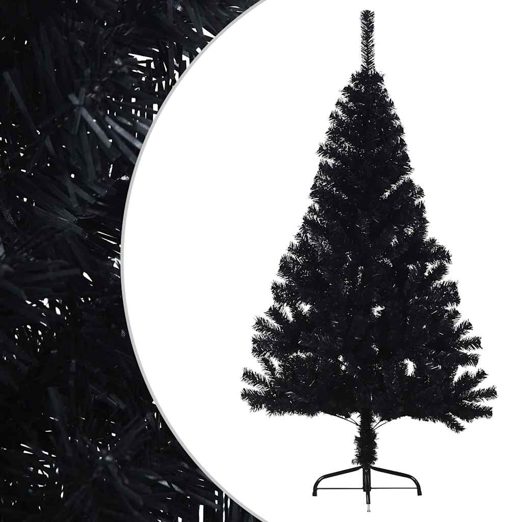 Vidaxl artificial Christmas tree with stand half 150 cm PVC black