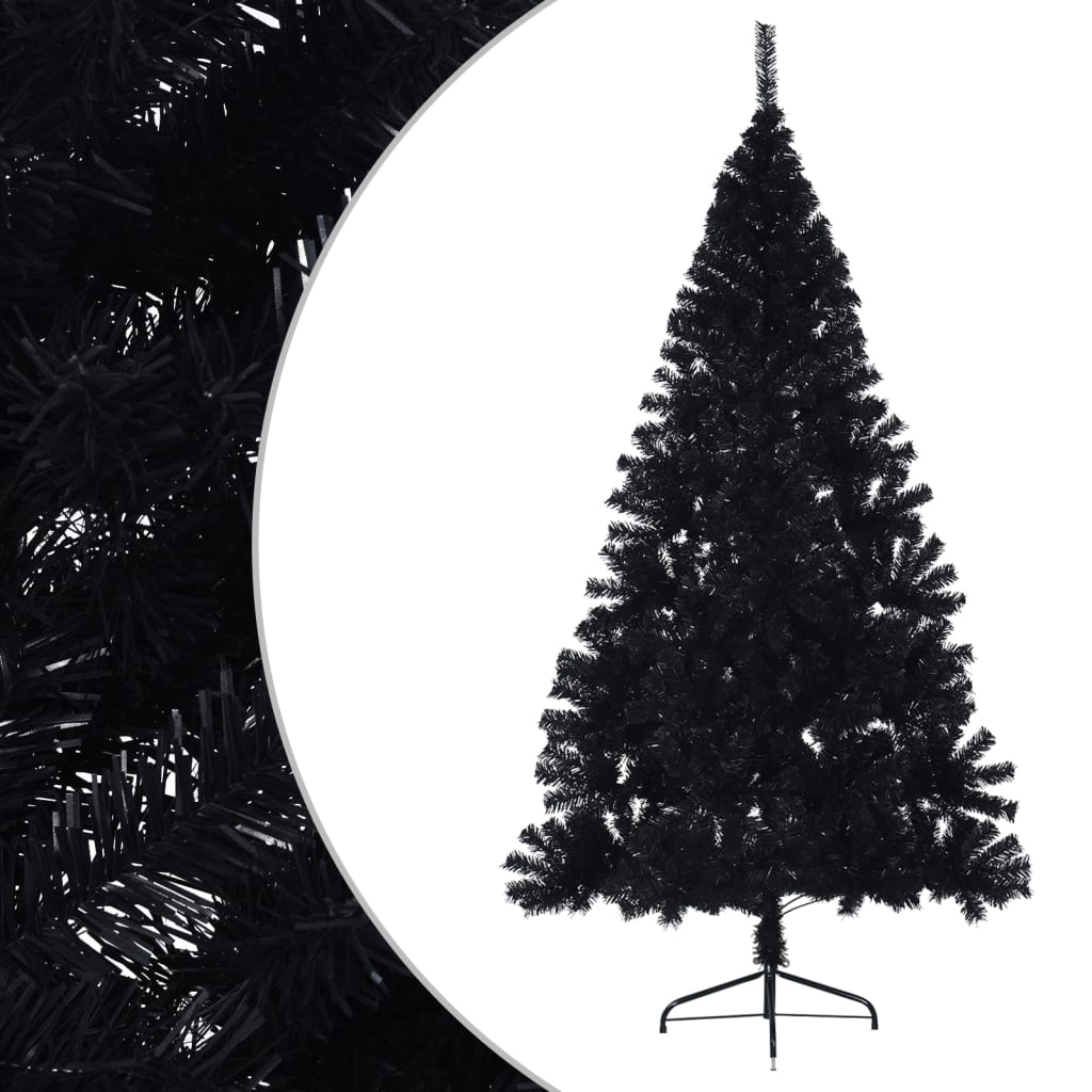 Vidaxl kunstkerstboom avec un demi-210 cm en PVC noir