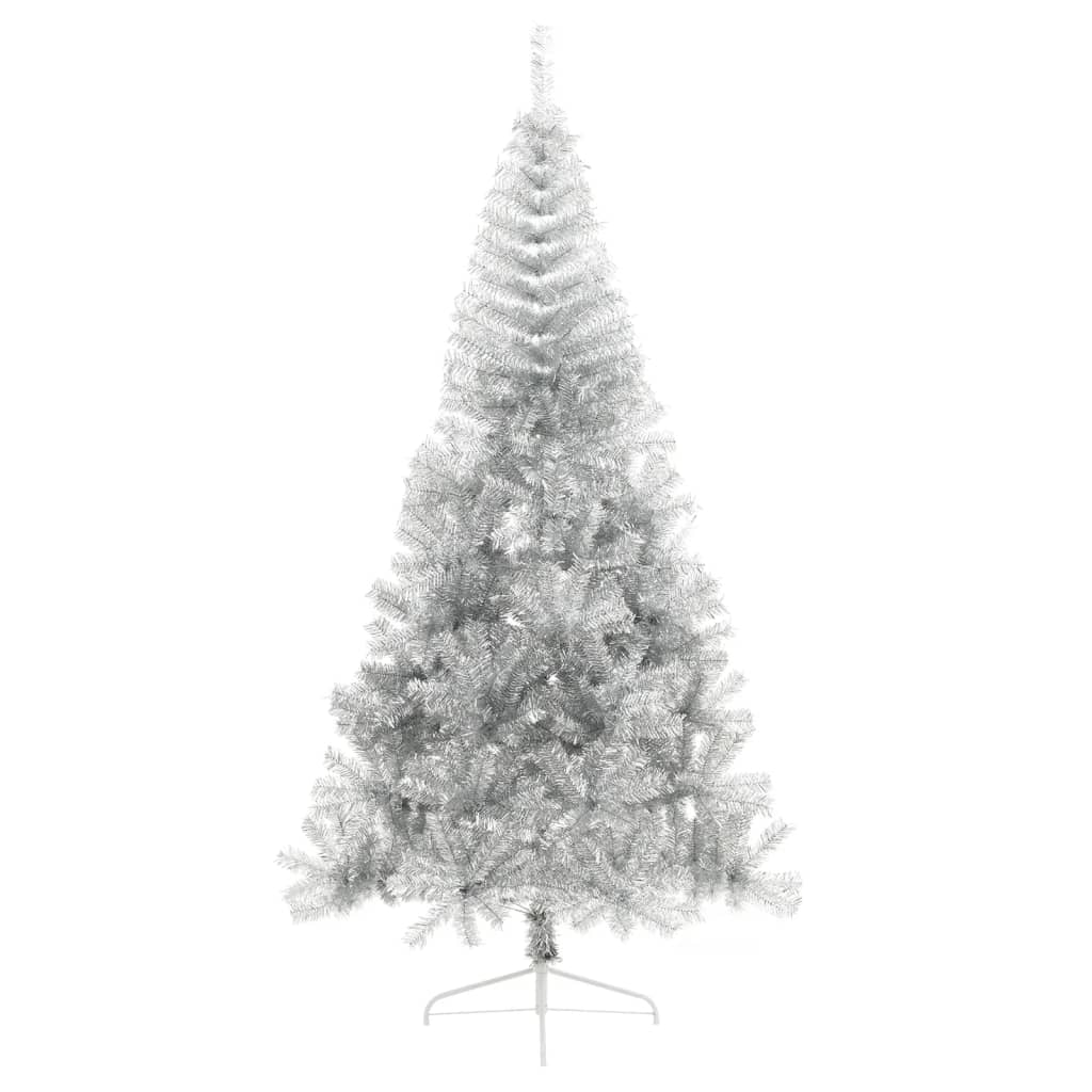 Vidaxl kunstkerstboom moitié avec un capuchon standard de 240 cm en argent coloré