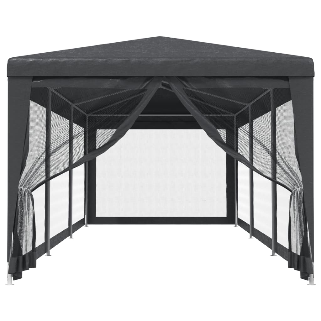 Vidaxl party tent with 8 mesh side walls 3x9 m HDPE anthracite-colored