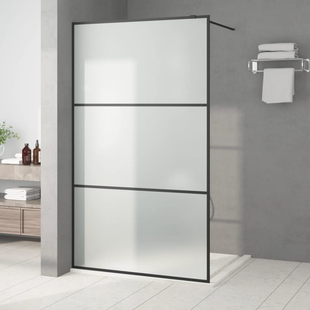 Vidaxl Walk-in shower wall 115x195 cm Mat ESG glass black
