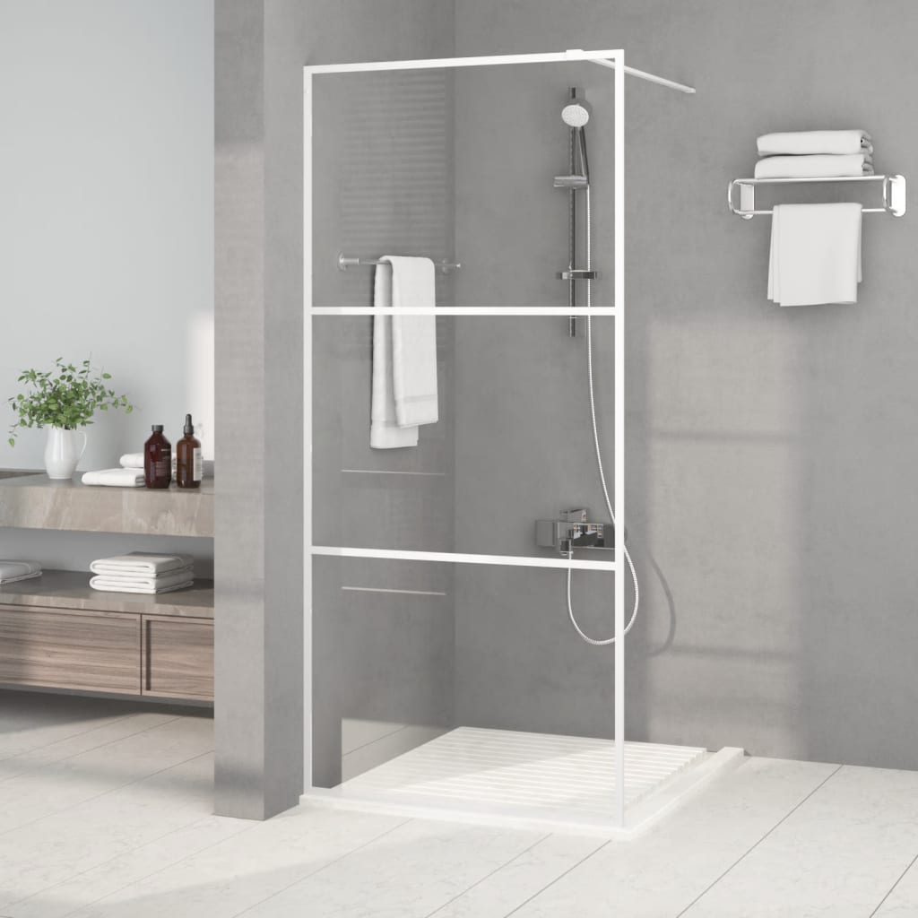 Vidaxl Walk-in shower wall 90x195 cm Transparent ESG glass white