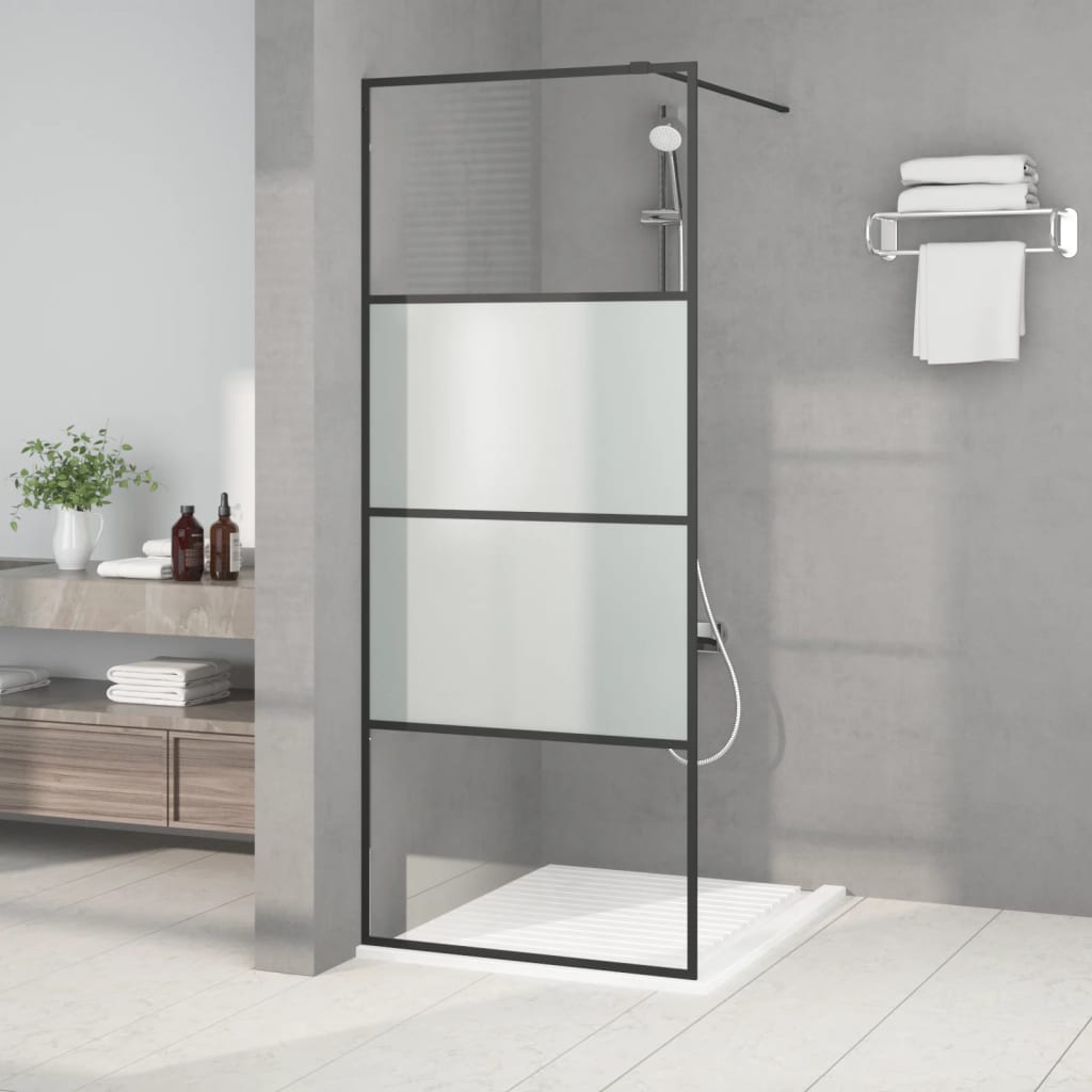 Vidaxl Walk-in shower wall 80x195 cm half-mat ESG glass black