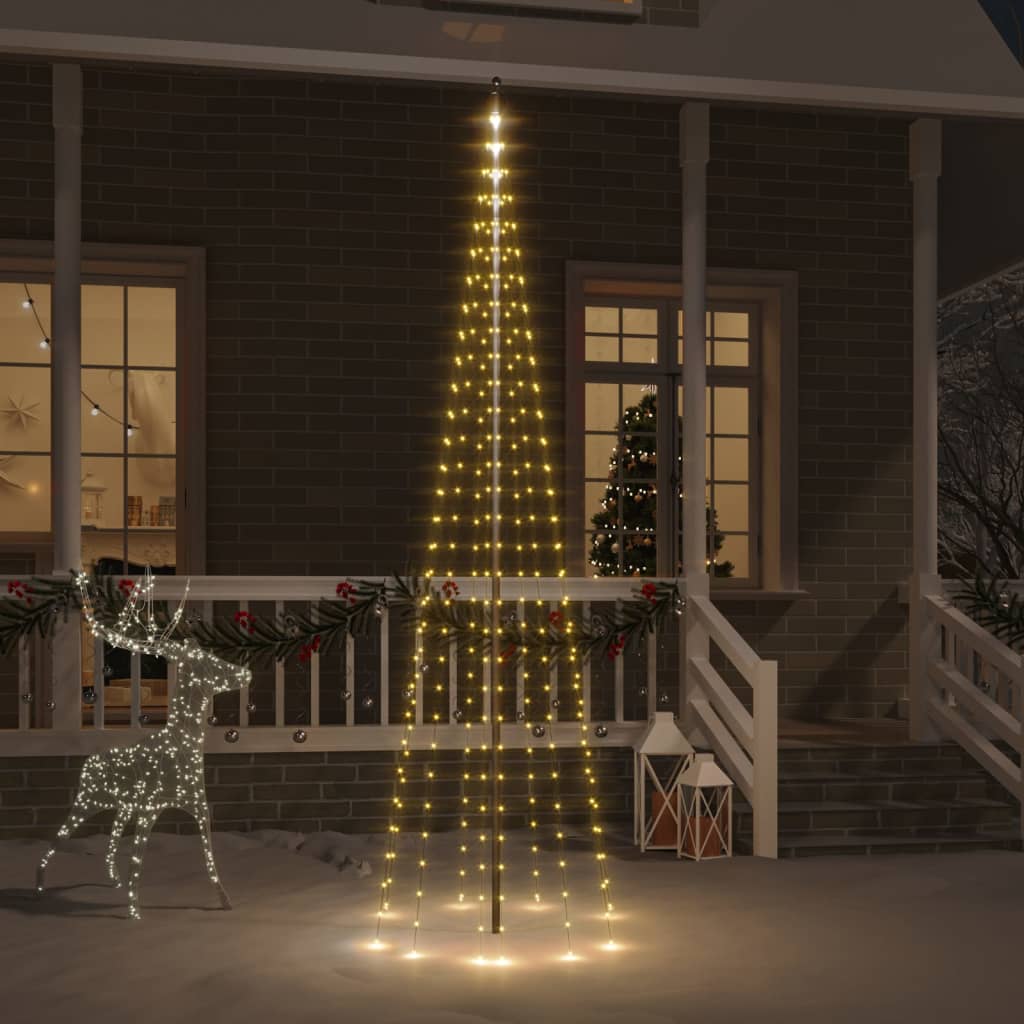 Vidaxl Flagmpole Weihnachtsbaum 310 LEDs warm weiß 300 cm