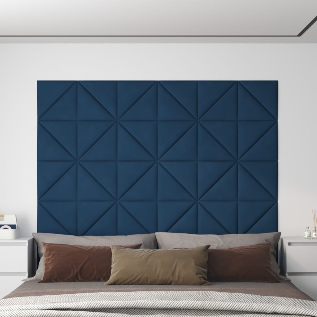 Paneles de pared Vidaxl 12 PCS 0.54 m² 30x30 cm Velvet Azul