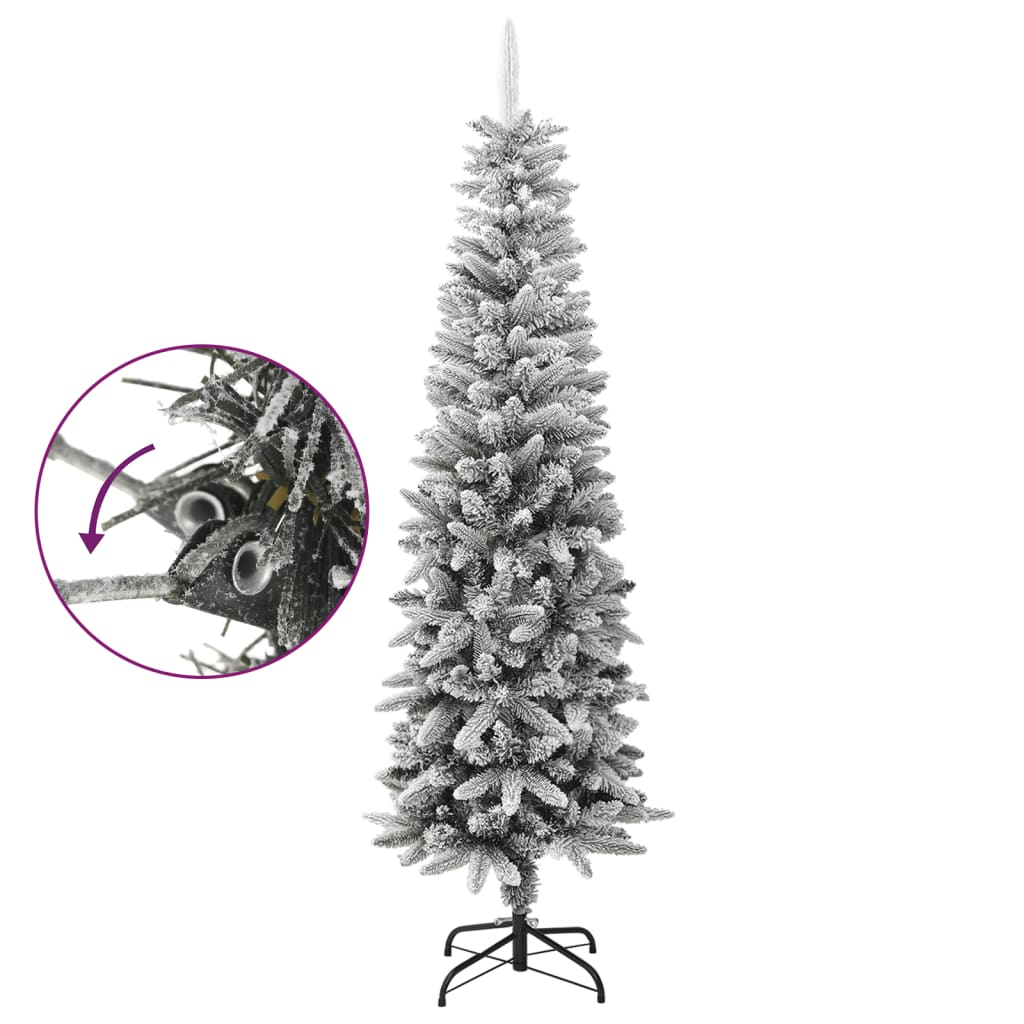 VidaXL Árvore de Natal artificial com neve estreita 180 cm PVC e PE