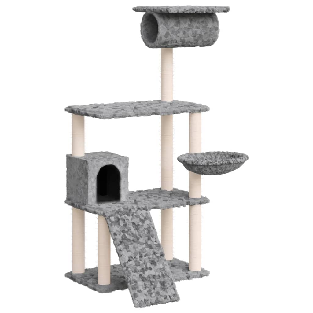 Muebles de gato de Vidaxl con postes de rascado de sisal 131 cm de gris claro