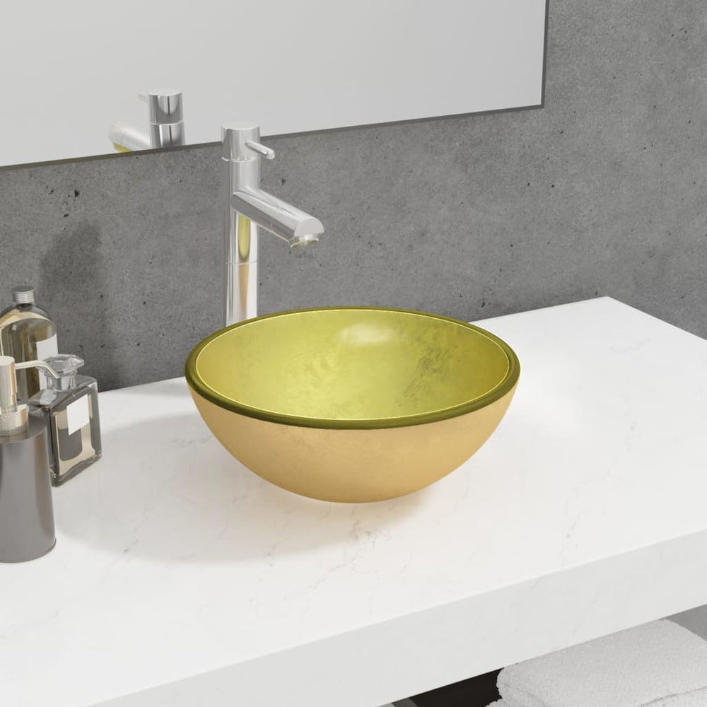 Vidaxx sink 30x12 cm tempered glass gold-colored