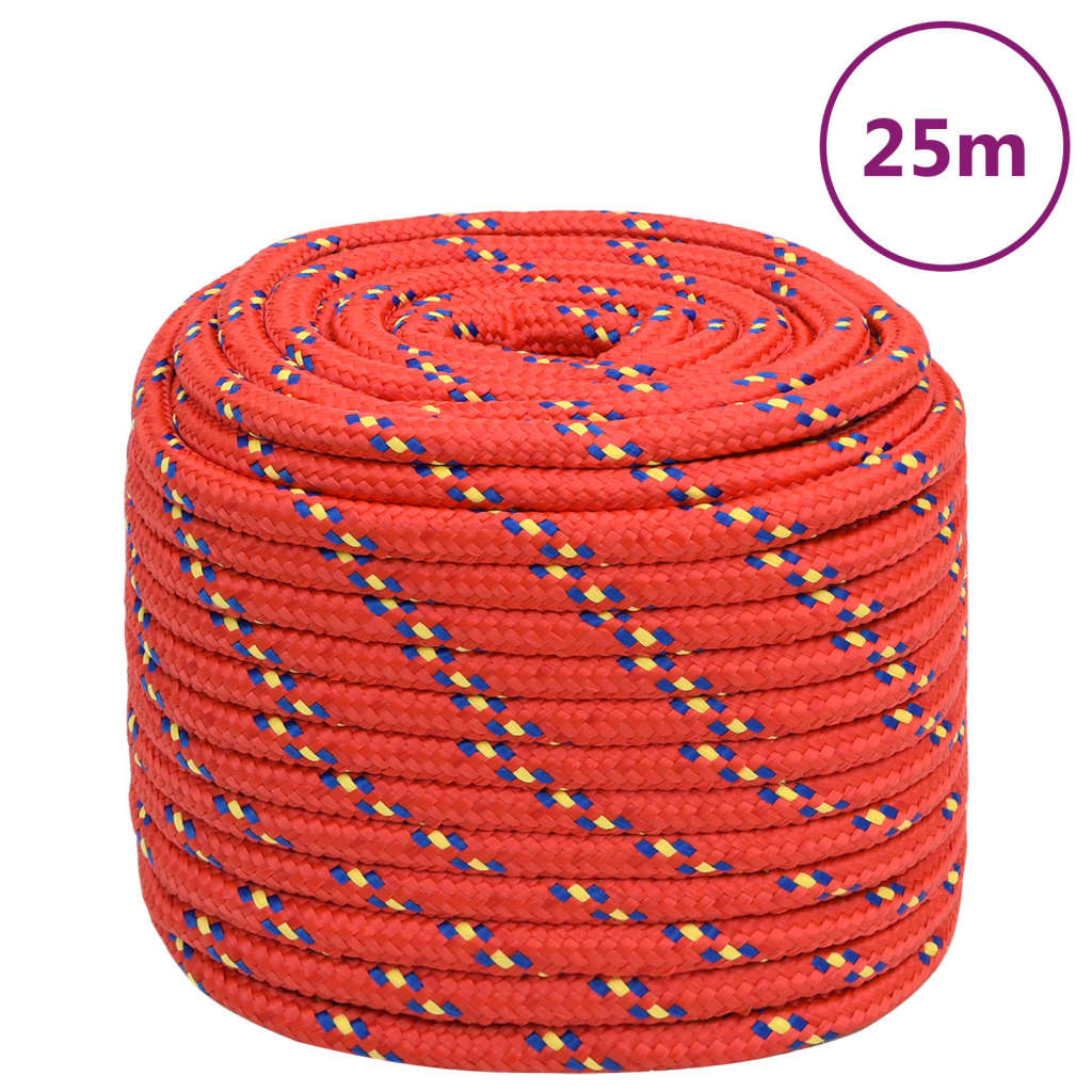 Vidaxl -Bootseil 16 mm 25 m Polypropylenrot