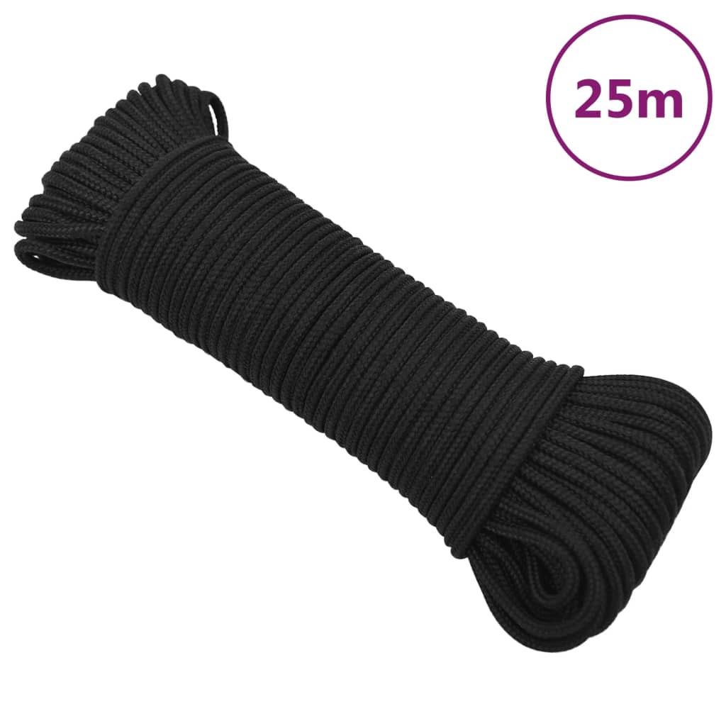 Vidaxl -Bootseil 4 mm 25 m Polypropen Schwarz