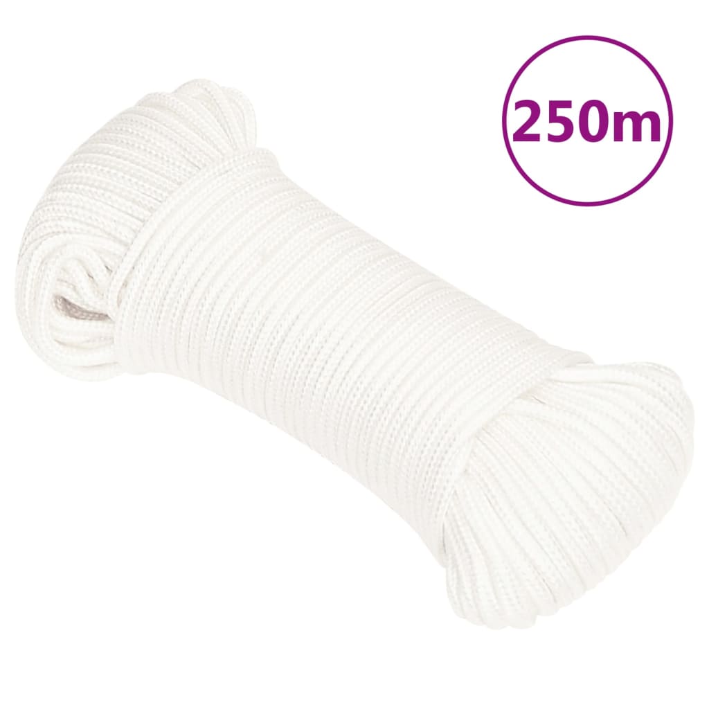 Vidaxl -Bootseil 3 mm 250 m Polypropylen Voll weiß